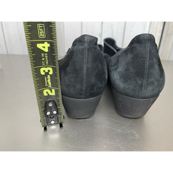 Mephisto Suede Wedge Heel Women 9 Black Leather Comfort Shoe Strap Accent - Picture 4 of 7